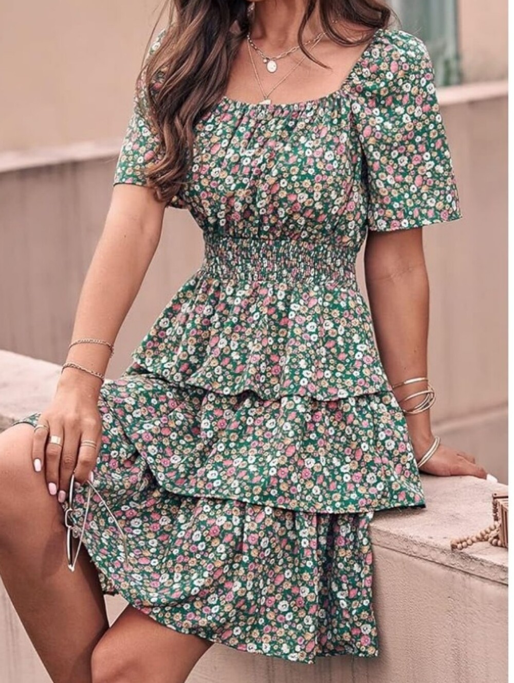 Prettygarden Green Floral Mini Dress Size Small